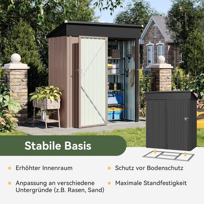 Metall Gerätehaus 150x91x185 cm mit Schloss & Belüftung