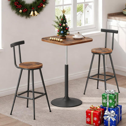 Barhocker-Set mit Gewürzregal – Vintagebraun & Schwarz