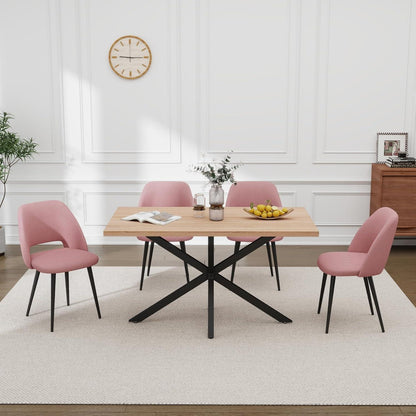Moderner Esstisch Set mit 4 Cord-Stühlen (Rosa)