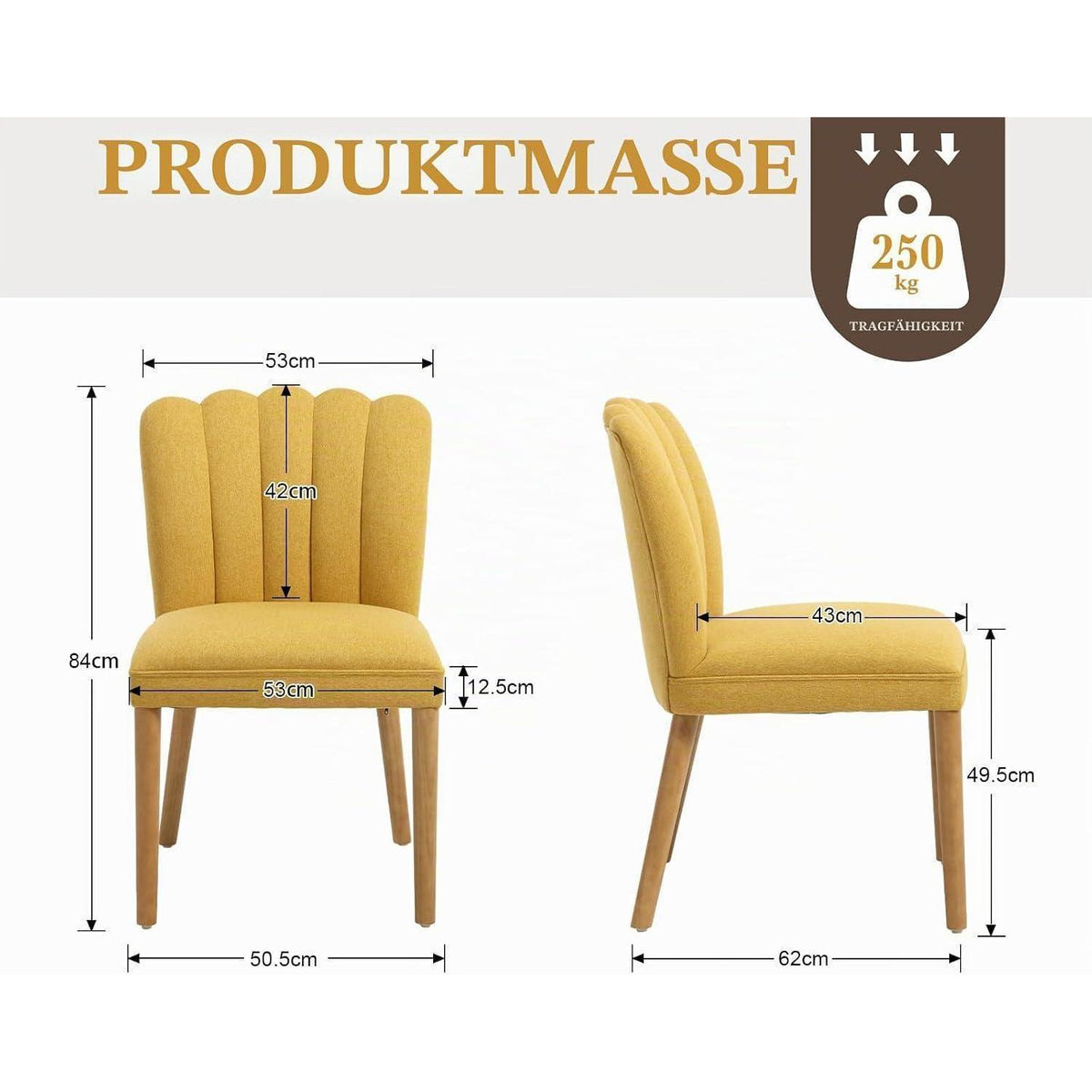 2er-Set Esszimmerstühle Gelb – Modern & Komfortabel