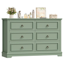 Kommode 6 Schubladen, 120cm Holzoptik Grün – Schlafzimmer Sideboard