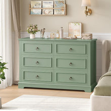 Kommode 6 Schubladen, 120cm Holzoptik Grün – Schlafzimmer Sideboard