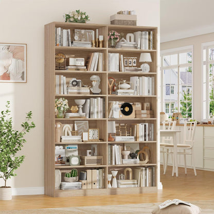 Bücherregal Eiche, 212 cm hoch, 14 Fächer – Standregal & Vitrine