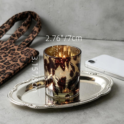 Teelichthalter Leopard 4er Set mit Goldrand