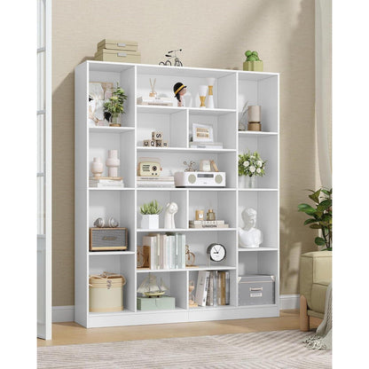 Weißes Bücherregal mit 17 Fächern – Standregal für Wohnzimmer & Büro