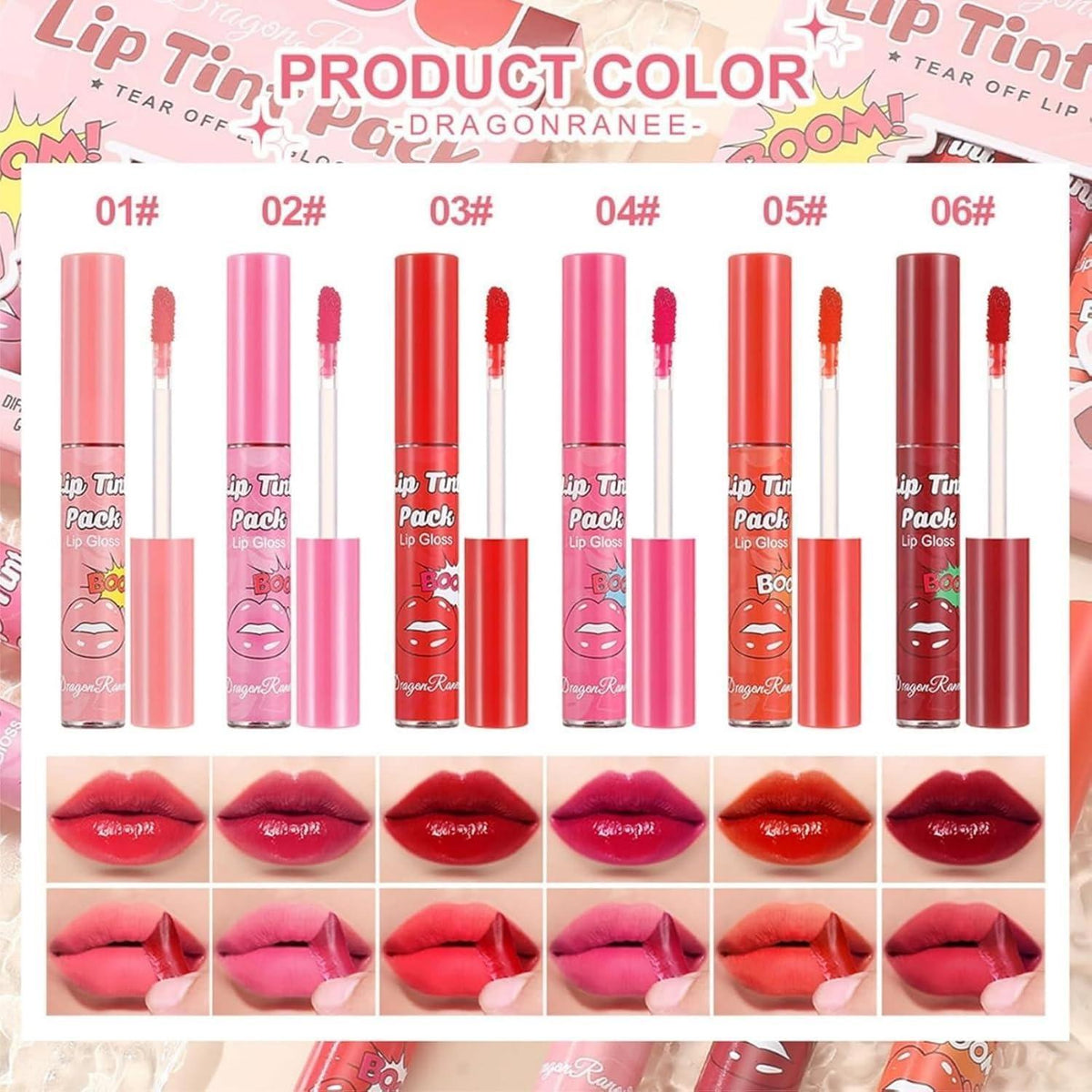 6er Set Peel-Off Lippenstift – Matte Lippenfarben für vollere Lippen