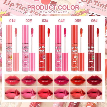 6er Set Peel-Off Lippenstift – Matte Lippenfarben für vollere Lippen
