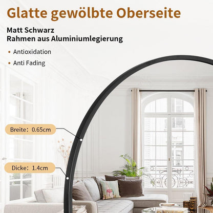Ganzkörperspiegel Bogenförmig Schwarz – 170x70cm, Stand/Wand