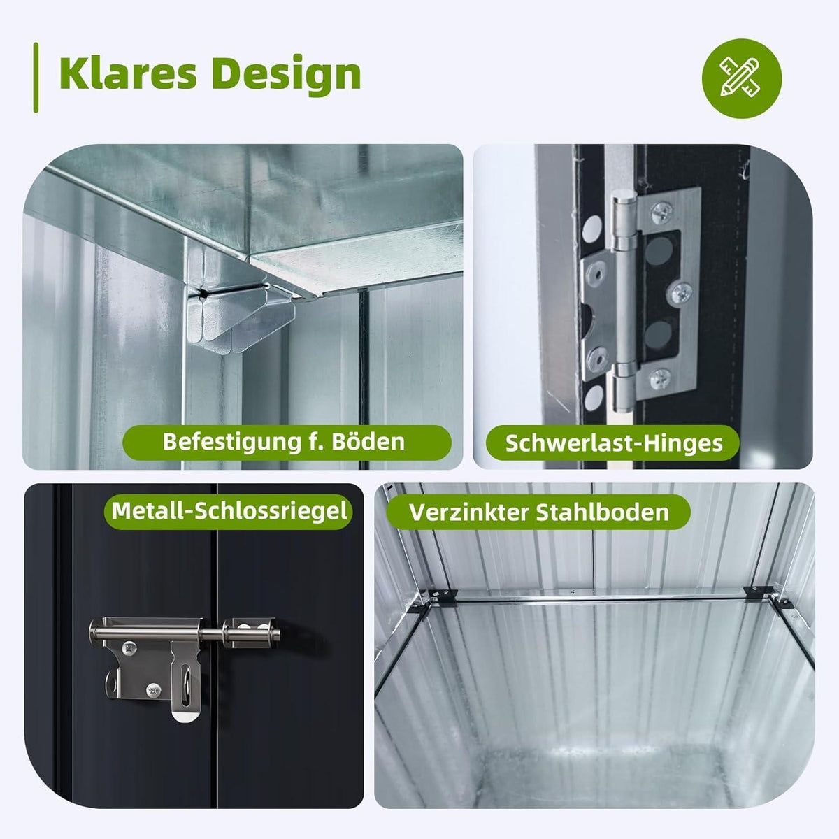Gerätehaus Metall mit Boden – 87,5x67 cm, 2 Böden