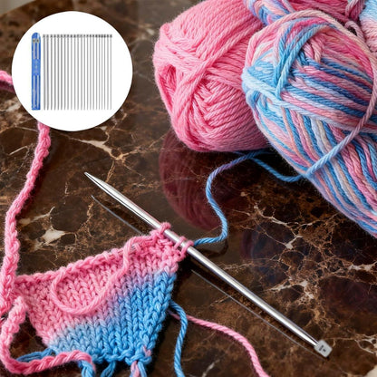 13 Paar Edelstahl Stricknadel Set – 25cm, Vielseitig & Hochwertig