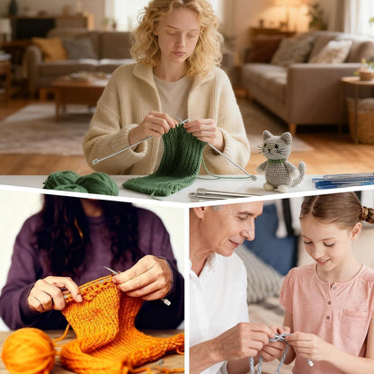 13 Paar Edelstahl Stricknadel Set – 25cm, Vielseitig & Hochwertig