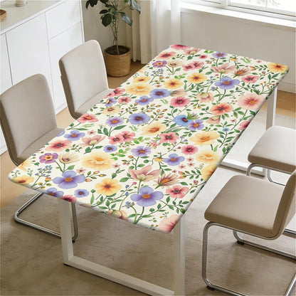Elastische Tischdecke 120x80 cm – Wasserdicht & Wildblumenmuster