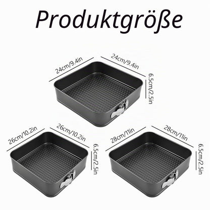 Quadratische Kuchenform Edelstahl 3er Set 24/26/28cm