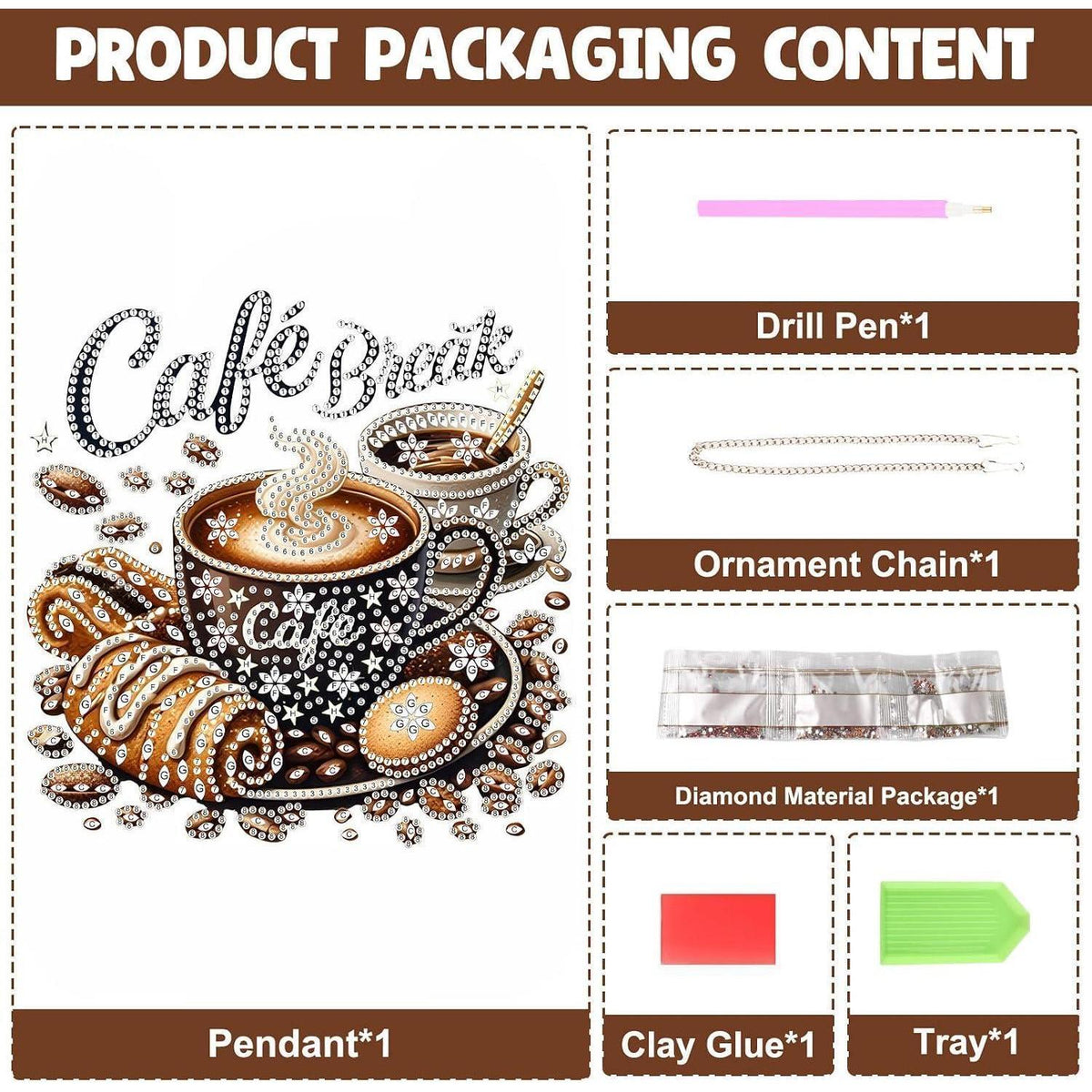 5D Diamantmalerei Kaffee Anhänger - DIY Fensterbild Set