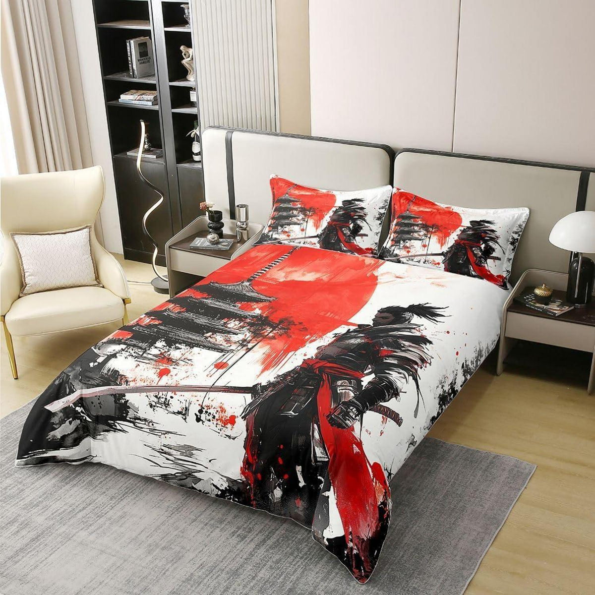 Japanisches Samurai Bettwäsche-Set 220x240 Baumwolle