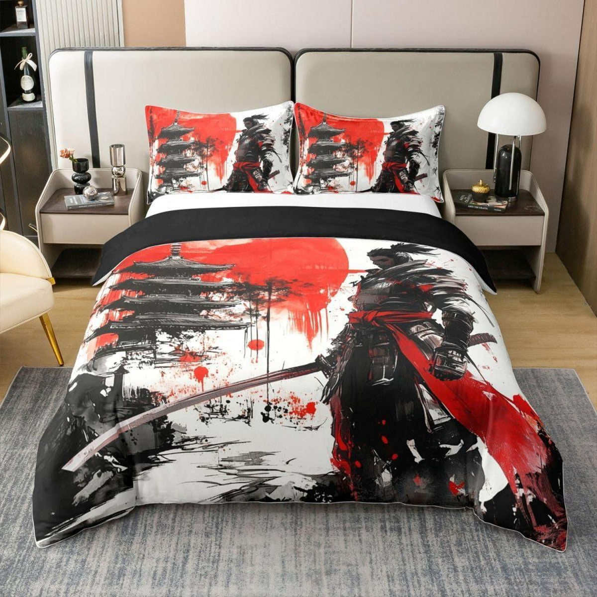 Japanisches Samurai Bettwäsche-Set 155x220 Baumwolle