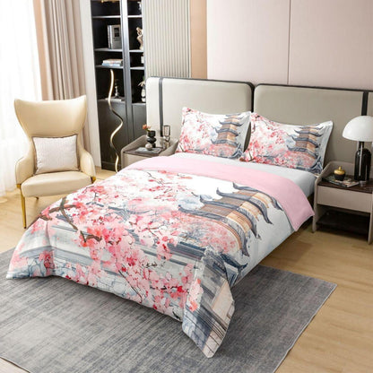 Japanische Kirschblüten Bettwäsche Set 220x240 Baumwolle