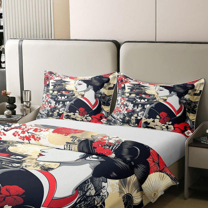 Japanisches Ukiyo-e Bettwäsche-Set 200x200 Baumwolle