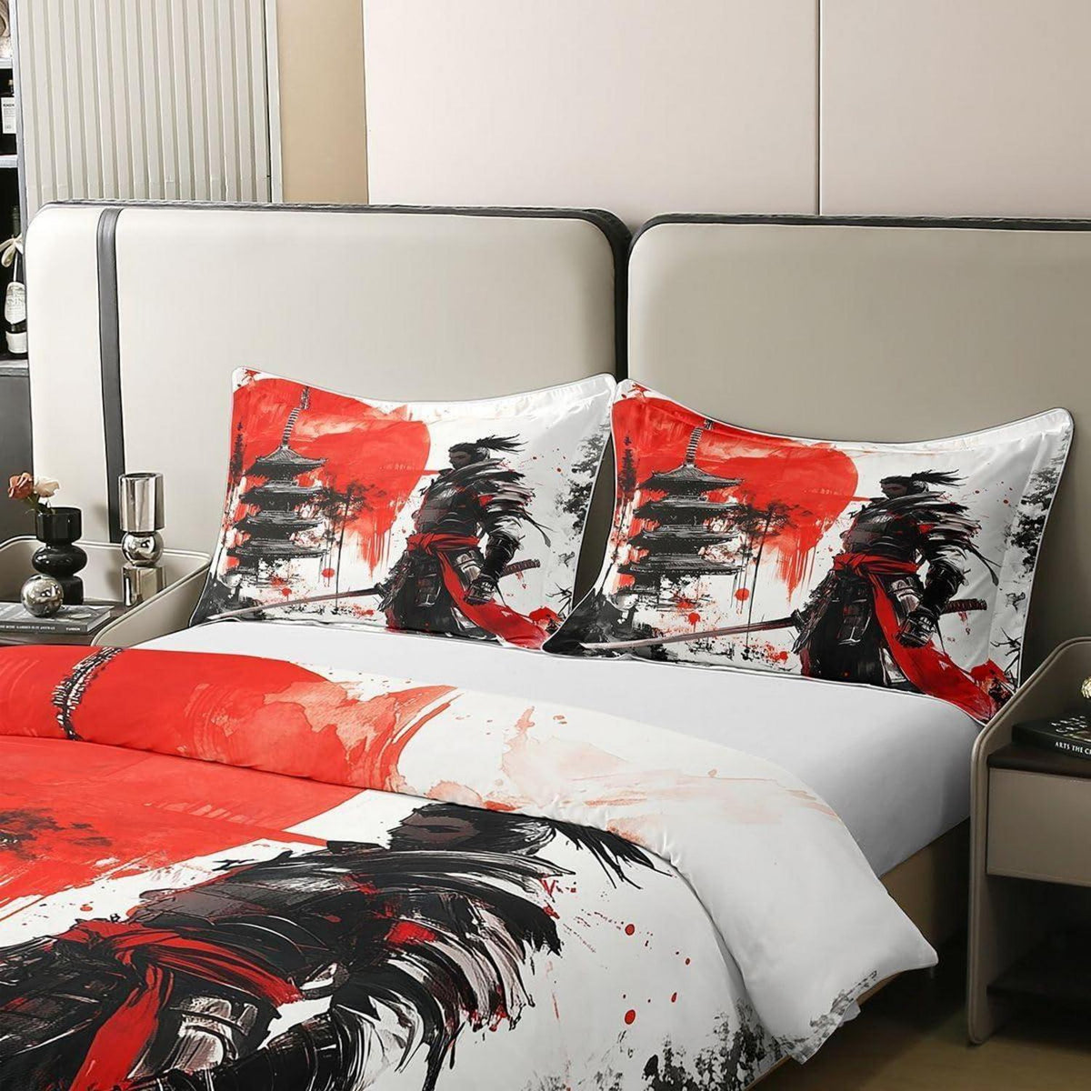 Samurai Bettwäsche Set 200x200 Baumwolle Japanische Ästhetik