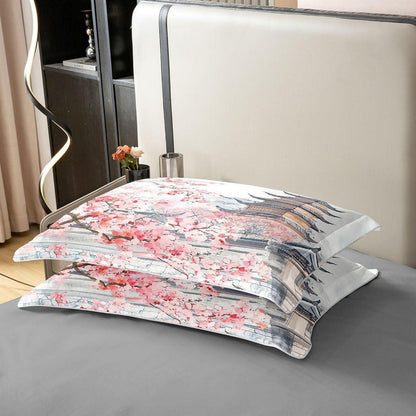 Japanische Kirschblüten Bettwäsche Set 200x200 Baumwolle