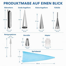 Cannoli Backform Set Edelstahl 23-teilig mit Bürste