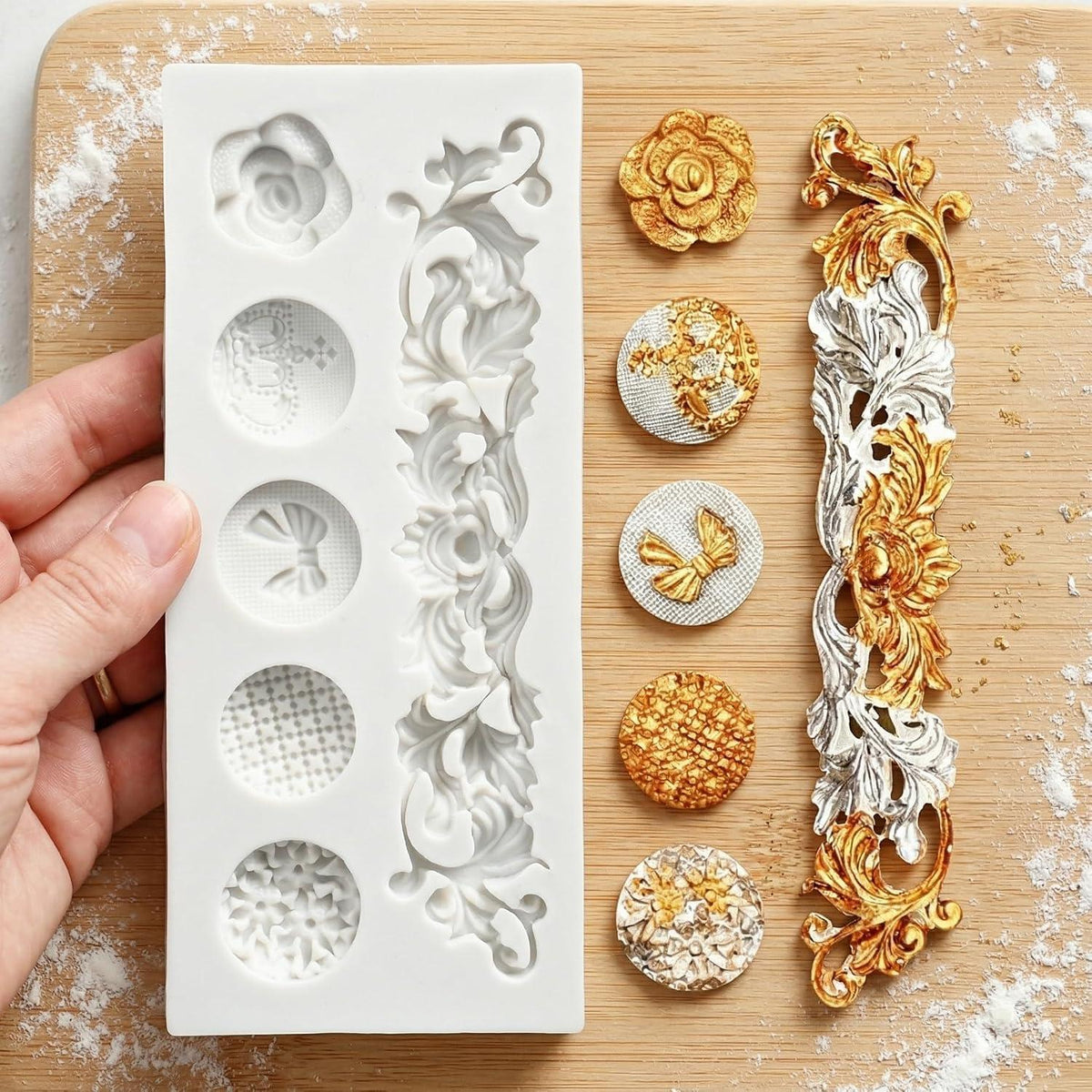 3x Barock Silikonformen für Kuchen & Dessert Dekoration
