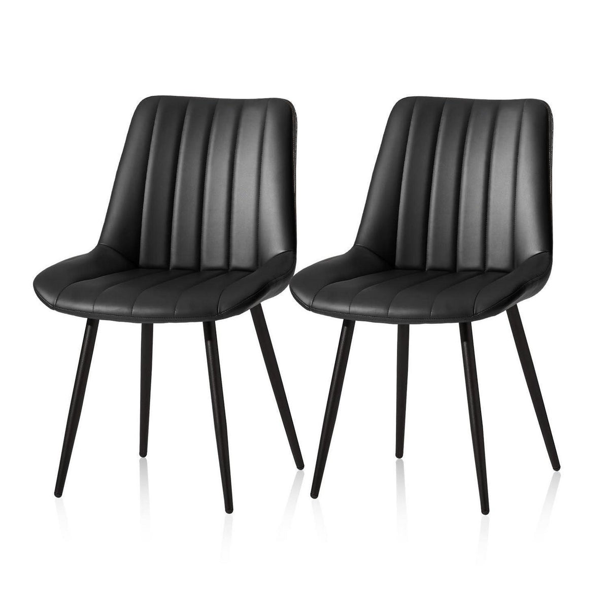 Esszimmerstühle 2er Set, Schwarz in Lederoptik