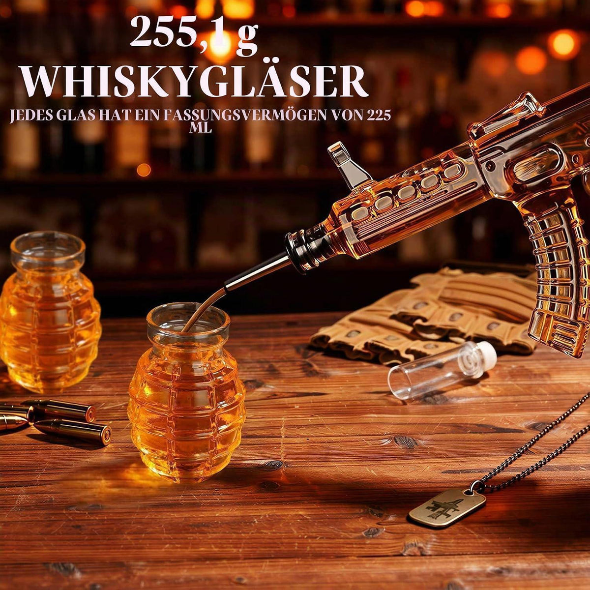 Whisky Dekanter Set mit Gläsern & Trichter – Geschenk für Männer