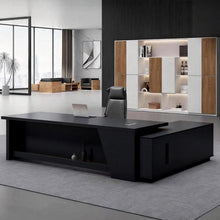 Moderner Schreibtisch mit Stauraum – L-förmiger Bürotisch Schwarz-Weiß