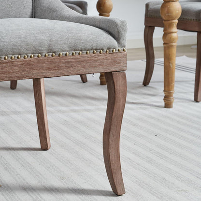 Esszimmerstühle Set 4 Grau – Gepolsterte Chenille Stühle mit Holzbeinen