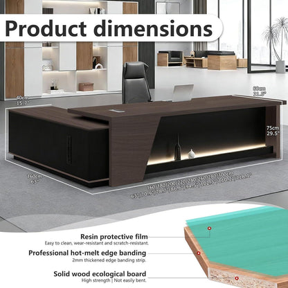 Moderner L-förmiger Schreibtisch mit Stauraum – Großer Bürotisch 200x80cm