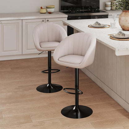 Verstellbarer Barhocker Set (2x) – Beige, atmungsaktiv & bequem
