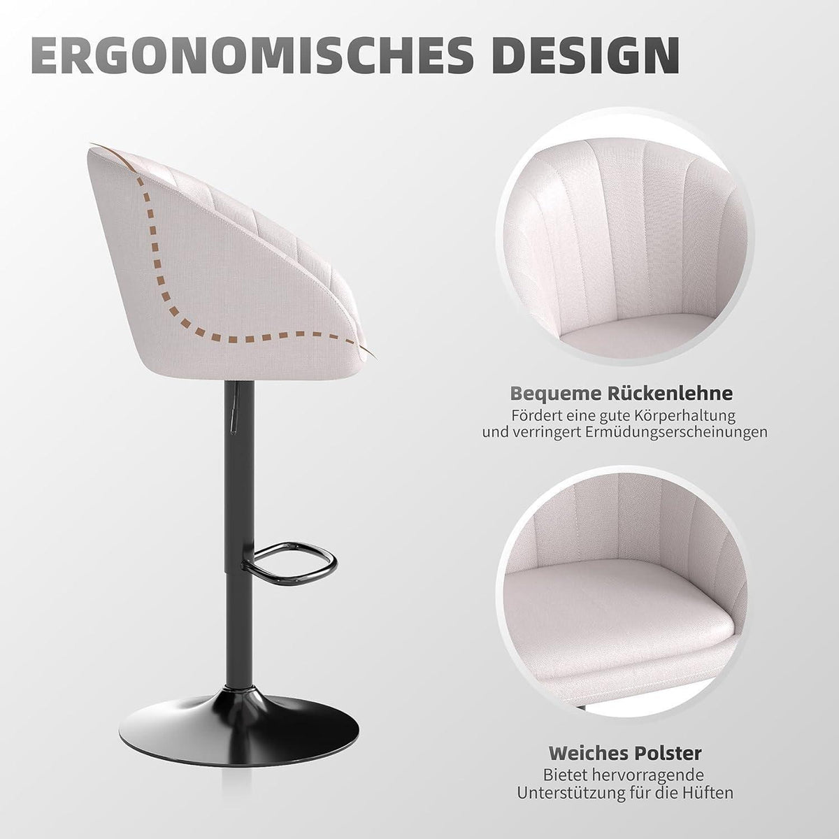Verstellbare Barhocker Set 3er – Beige, Atmungsaktiv & Komfortabel