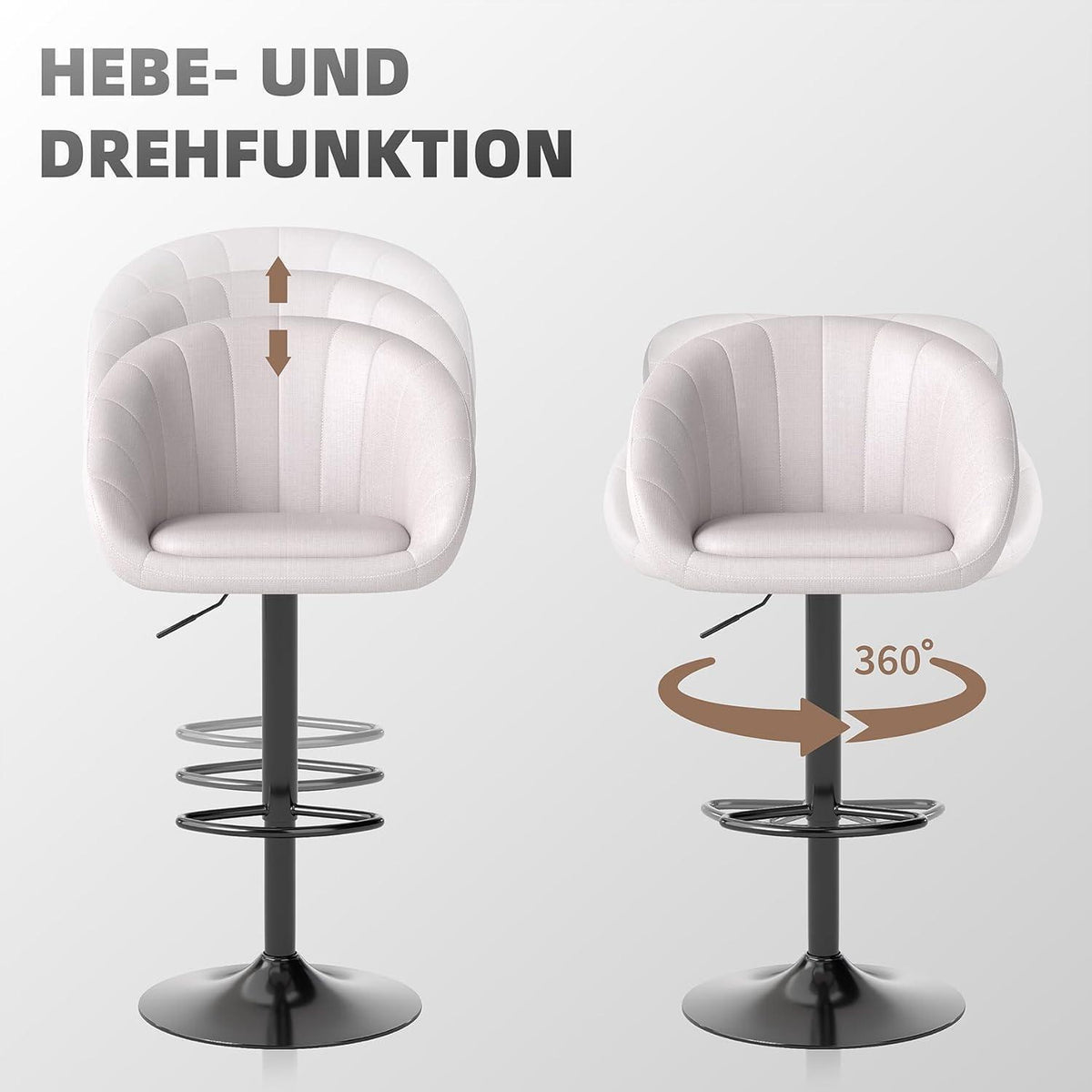 Youhauchair Barhocker Set 4 – Höhenverstellbar, Beige