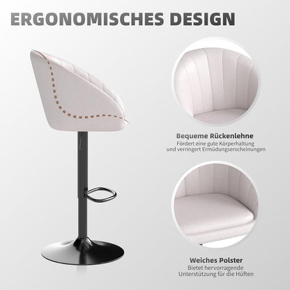 Verstellbarer Barhocker mit Lehne & Fußstütze – Beige