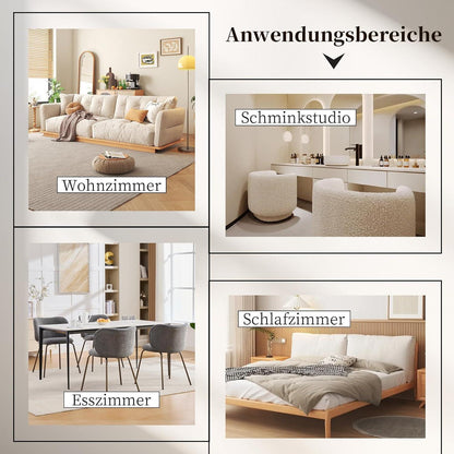 Esszimmerstühle Set 6 Grau, Chenille & Metallbeine Modern