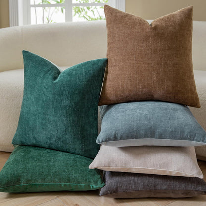 2 Kissenbezüge 45x45 cm Chenille Bronze – Farmhouse Stil