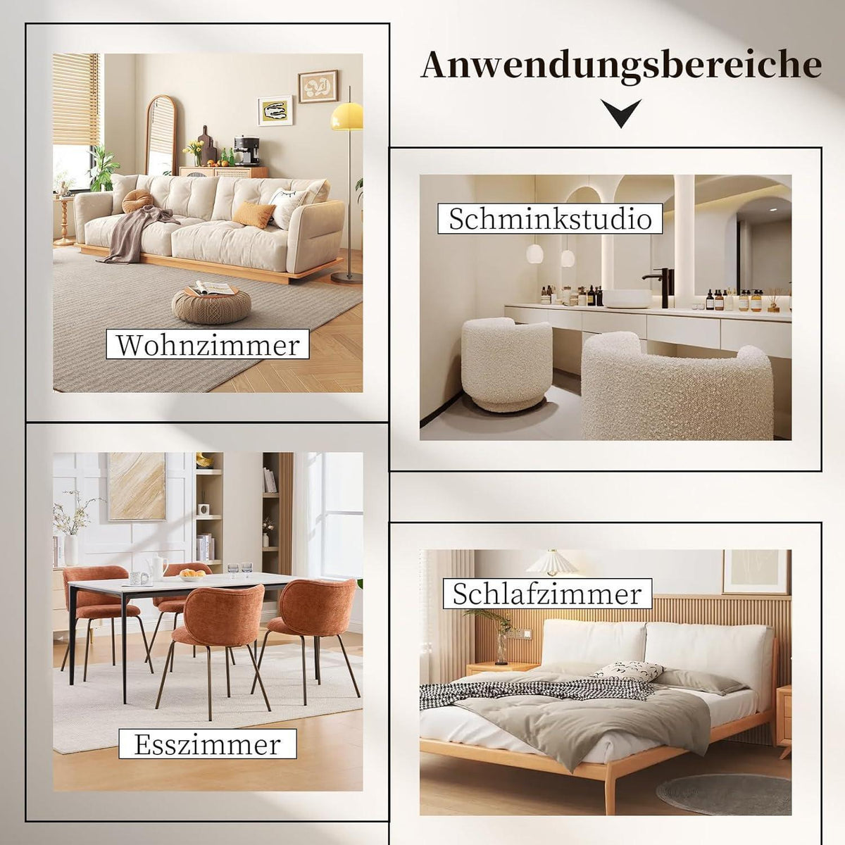 Esszimmerstühle 2er Set, Chenille Stoff, Orange