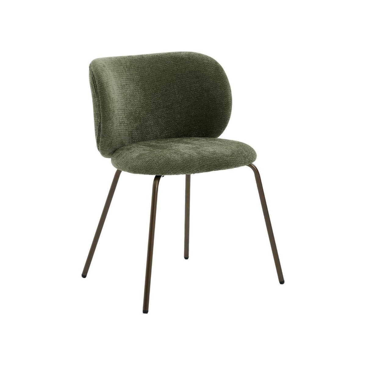 Moderner Esszimmerstuhl Chenille Stoff Olivgrün, bequemer Polsterstuhl