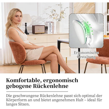 Esszimmerstühle Set 4er – Chenille Stoff, Orange, Modern
