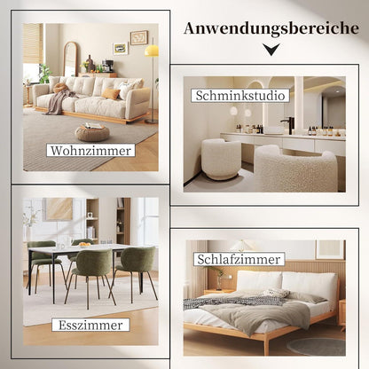 Esszimmerstühle Set 4 Olivgrün, Chenille Stoff & Metallbeine