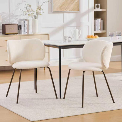 Moderner Esszimmerstuhl Chenille Creme Weiß – Bequemer Polsterstuhl
