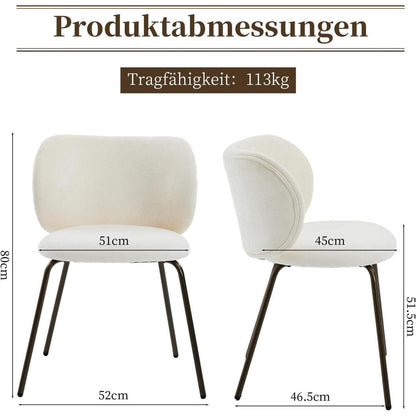 Moderner Esszimmerstuhl Chenille Creme Weiß – Bequemer Polsterstuhl
