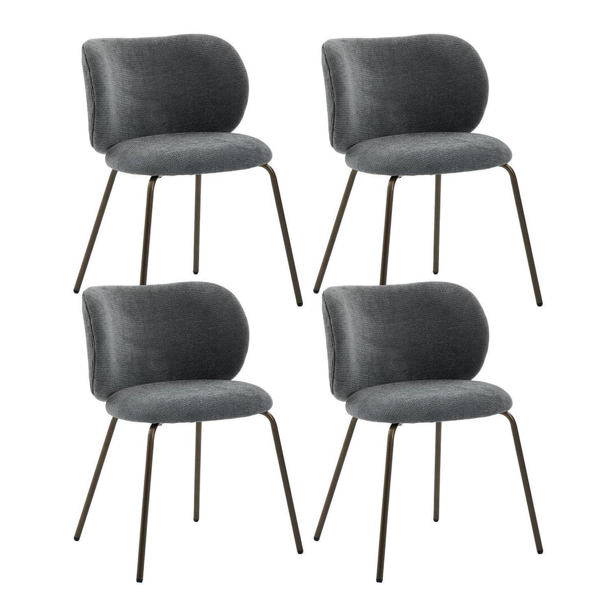 Esszimmerstühle Set Grau, Chenille Stoff, Moderne Küchenstühle