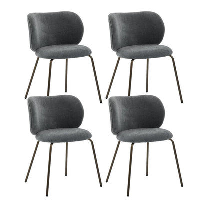 Esszimmerstühle Set Grau, Chenille Stoff, Moderne Küchenstühle