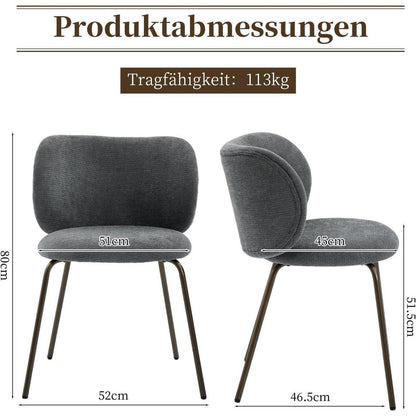 Esszimmerstühle Set Grau, Chenille Stoff, Moderne Küchenstühle