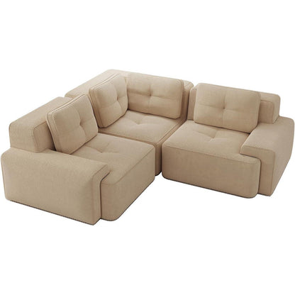Modulares Ecksofa mit Cord – Bequemes Sofa ohne Aufbau, Beige