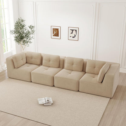 Modulares Ecksofa mit Cord – Bequemes Sofa ohne Aufbau, Beige