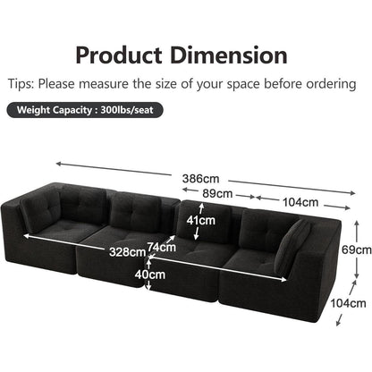 Modulares Ecksofa mit Cord – Tiefes Sitzsofa Schwarz 2C2S