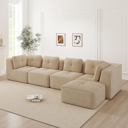 Modulares Ecksofa Cord Beige – Kein Aufbau, Tiefes Sitzgefühl